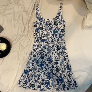 blue & white floral dress